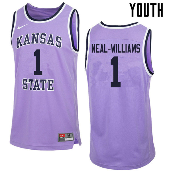 Youth #1 Shaun Neal-Williams Kansas State Wildcats College Retro Basketball Jerseys Sale-Purple